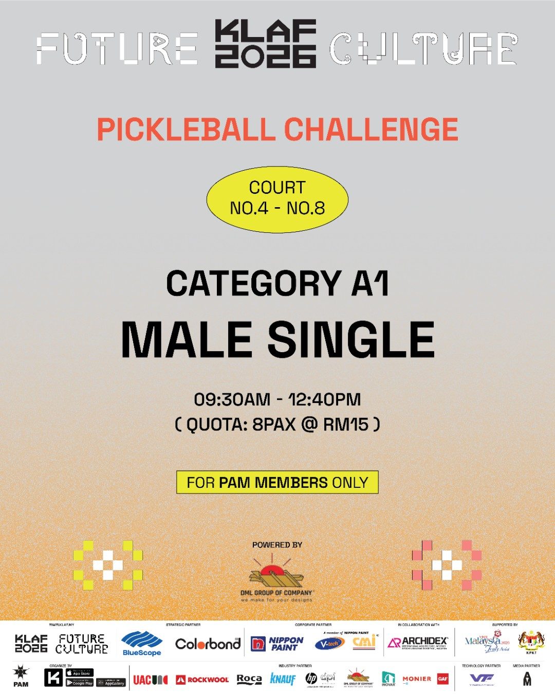 KLAF x DML Pickle Ball Challenge Category A – Male Single