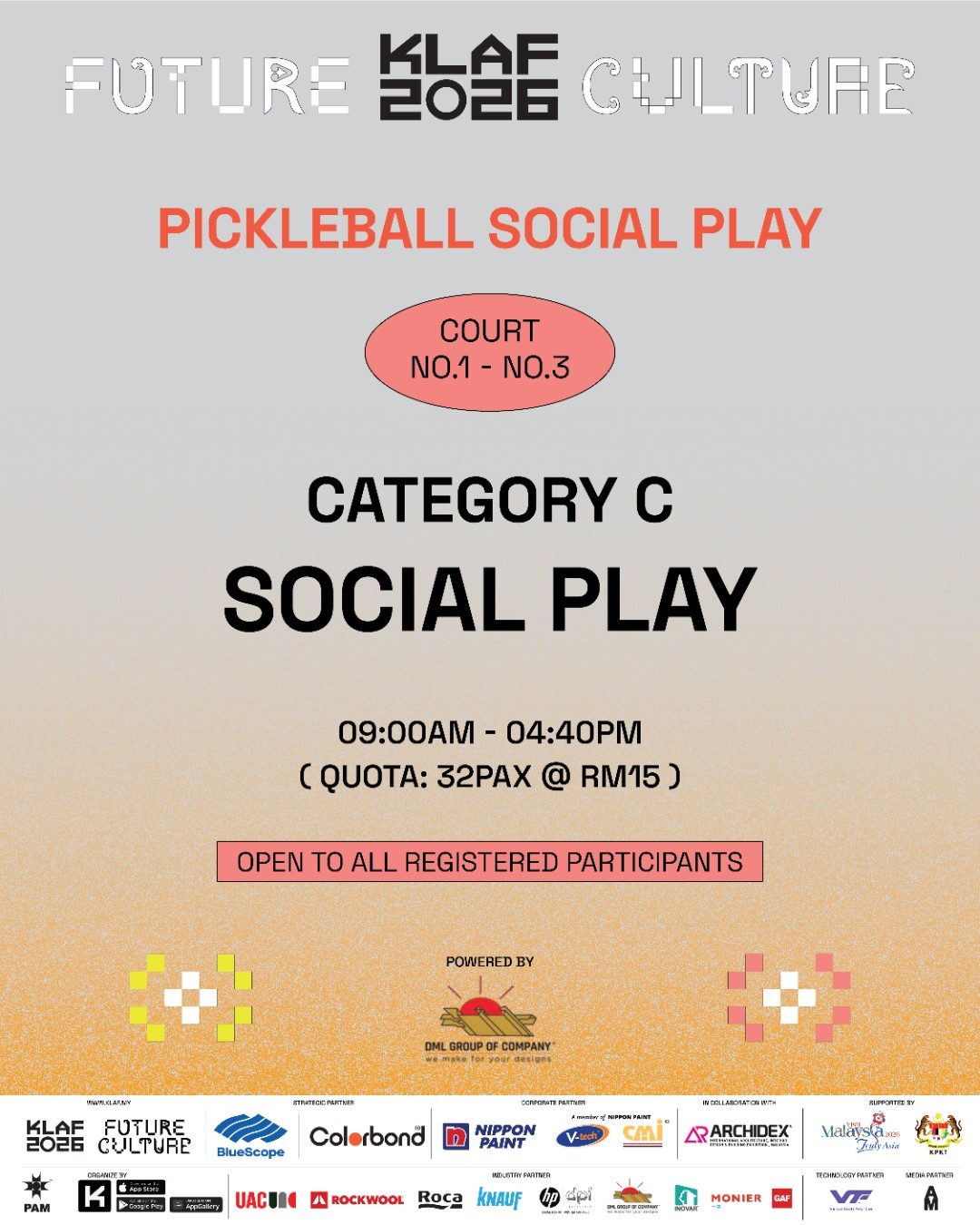 KLAF x DML Pickle Ball Challenge C  – Social Play